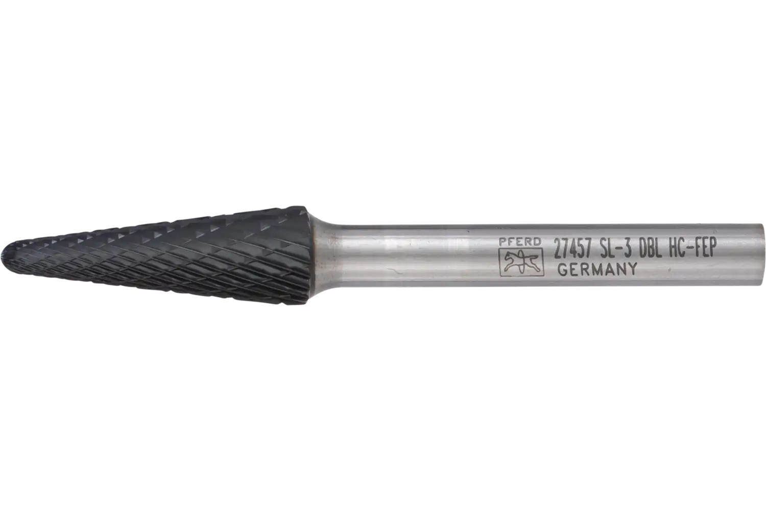 Picture of Pferd HICOAT® Carbide Bur SL-3 14º Taper Double Cut 3/8" x 1-1/16" x 1/4" Shank